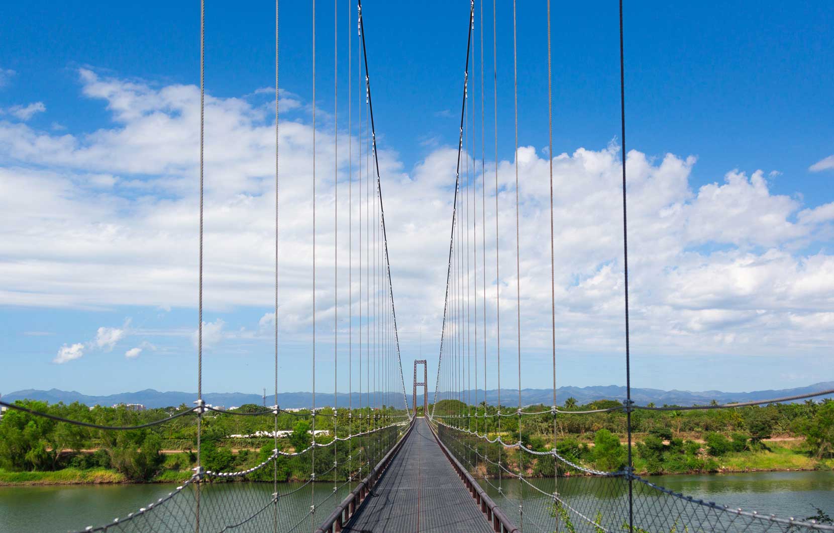 Architects modeled the bridge after the world-famous Golden Gate Bridge in San Francisco.