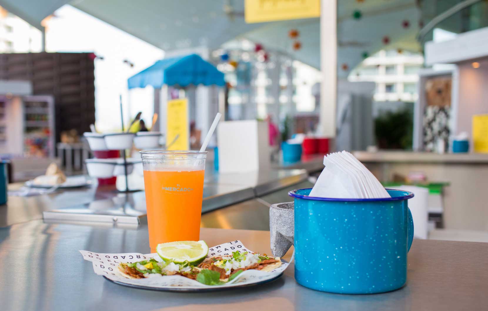 Guests can sit at the counter and enjoy their tacos with an aguas fresca and other Mexican street food.