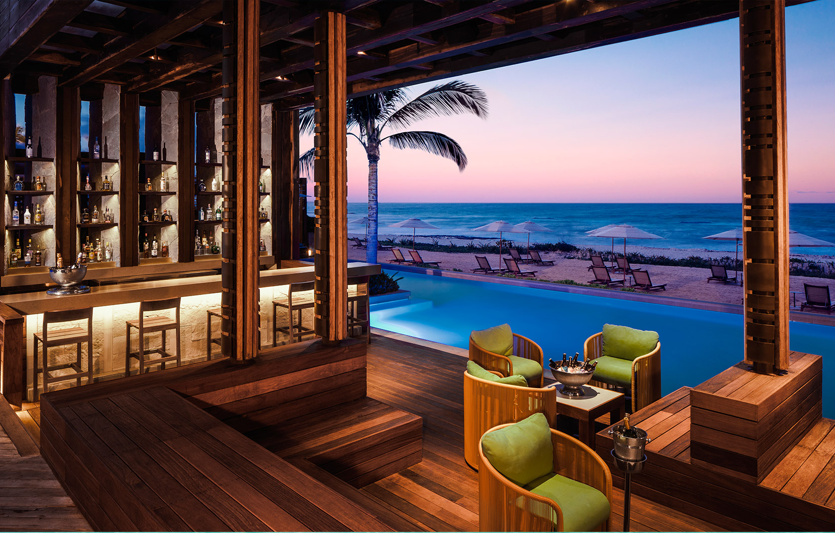 This VIP bar in The Beach Club offers a secluded corner of paradise.